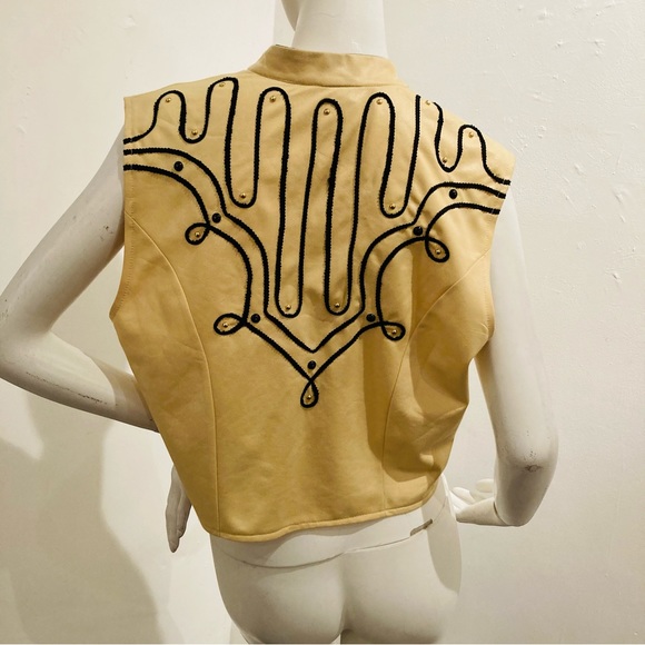 RANCH DIP Vintage 90s Pale Yellow Rodeo Style Zip-up Vest sz M/L - Picture 8 of 8